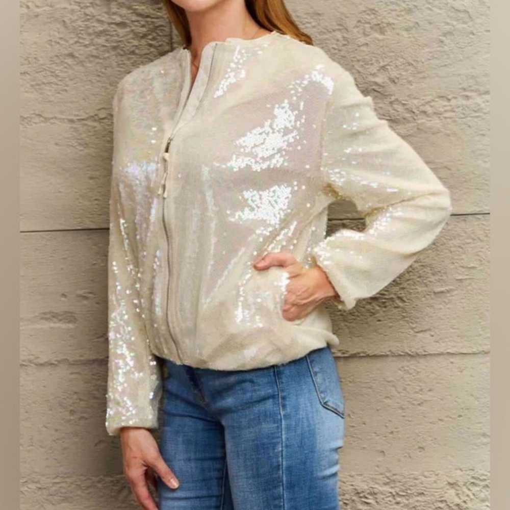 Elie Tahari Sequin Bomber Jacket